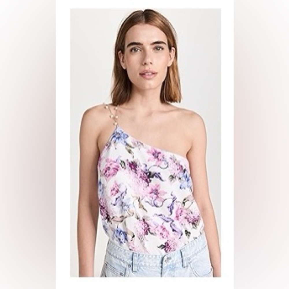 CAMI NYC Tilda linen top with pearl straps